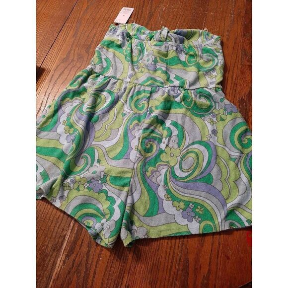 New Medium Wild Fable Retro Blue Green Swirl Sleeveless Terry Cloth Romper NWT - Picture 4 of 5